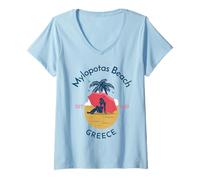 Mujer Mylopotas Beach iOS Grecia Camiseta Cuello V