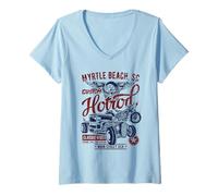 Mujer Myrtle Beach SC Vintage Hotrod - Diseño de automóviles y Motocicletas Camiseta Cuello V