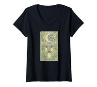 Mujer Mystical Pug Aullando a la Luna Tarot Card Art Dog Lover Camiseta Cuello V
