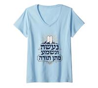 Mujer Na'aseh VeNishma Matan Torá Dando de la Torá Camiseta Cuello V