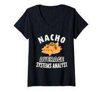 Mujer Nacho Analista Promedio del Sistema Divertido Cinco de Mayo Fun Nachos Camiseta Cuello V