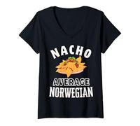Mujer Nacho Promedio Noruego Orgulloso Noruega Cultura Cinco de Mayo Camiseta Cuello V