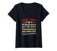Mujer Nací a mi Jugador Favorito mamá de fútbol Camiseta Cuello V