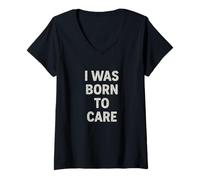 Mujer Nací para preocuparme. enfermera vintage, corazón, deber. Camiseta Cuello V