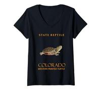 Mujer Nacía de tortuga pintada al oeste de reptil del territorio de Colorado Camiseta Cuello V