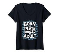 Mujer Nacido a la placa forzado a un microbiólogo adulto Camiseta Cuello V