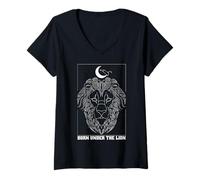 Mujer Nacido bajo el león Leo Zodiac Constelación Luna Astrología Camiseta Cuello V