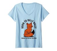 Mujer Nacido De Dilly Dally Obligado A Recoger El Pace Fox Camiseta Cuello V