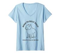 Mujer Nacido De Dilly Dally Obligado A Recoger El Ritmo Capibara Camiseta Cuello V