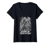 Mujer Nacido De Hierro Y Roble Viking Warrior Legend Camiseta Cuello V