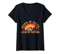Mujer Nacido en Delta Nature Lover Design Camiseta Cuello V