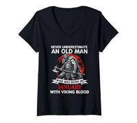 Mujer Nacido en enero Nunca Subestimes Viking Blood Camiseta Cuello V