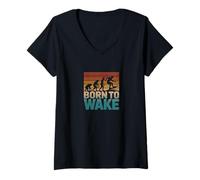 Mujer Nacido para Despertar la evolución del Wakeboard Camiseta Cuello V