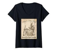 Mujer Nacido para Dilly Dally Obligado A Luchar Conejo Divertido Fascismo Camiseta Cuello V