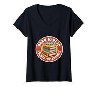 Mujer Nacido para Leer Condenado a los cómics Amante de los Libros Divertidos Camiseta Cuello V