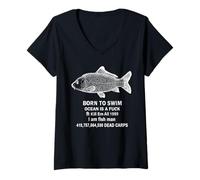 Mujer Nacido Para Nadar Océano Es Un Mierda Matar Em Todos 1989 Camiseta Cuello V