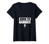 Mujer Nacido para narrar la radiodifusión Sportscaster Deportes Anunciadores Camiseta Cuello V