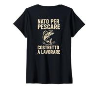 Mujer Nacido para Pescar a Costretto y Trabajar en un diseño Divertido Camiseta Cuello V