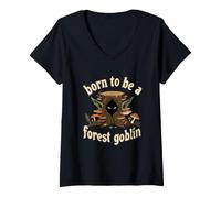 Mujer Nacido para ser un Duende del Bosque Fantasía Goblincore Halloween Camiseta Cuello V