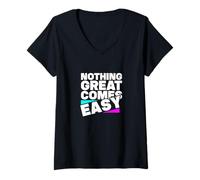 Mujer Nada Grande es fácil Camiseta Cuello V