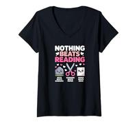 Mujer Nada Mejor Que Leer Piedra, Papel y Tijeras, Divertido Amante de los Libros Camiseta Cuello V