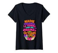Mujer Nadie Organiza La ternura como una mamá Halloween Vibes Camiseta Cuello V