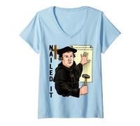 Mujer Nailed It Día de la Reforma Martín Lutero Luteranismo Luterano Camiseta Cuello V