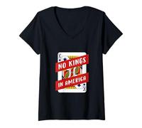 Mujer Naipes No Kings In America Pro-Democracy Patriotic Camiseta Cuello V