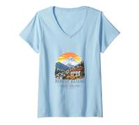 Mujer Namche Bazaar Nepal Everest View Hotel Montaña Trek Camiseta Cuello V