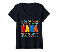 Mujer Nana - Bloque Constructor de Ladrillos para la Abuela Camiseta Cuello V