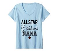 Mujer Nana de The Birthday Boy All Star Baseball Grandma Camiseta Cuello V