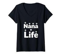 Mujer Nana Life - Diseño de Citas de Abuelos con Flores Lindas Camiseta Cuello V