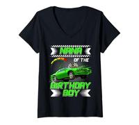 Mujer Nana of The Birthday Boy Race Car Party Family Matching Camiseta Cuello V