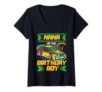 Mujer Nana of The Birthday Boy Race Car Party Family Matching Camiseta Cuello V
