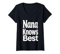 Mujer Nana Sabe el Mejor Dicho audaz de la Abuela para reuniones Familiares Camiseta Cuello V