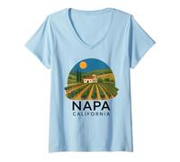 Mujer Napa California Wine Country Tasting Valley Love Retro UVA Camiseta Cuello V