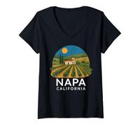 Mujer Napa California Wine Country Tasting Valley Love Retro UVA Camiseta Cuello V