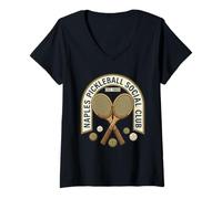 Mujer Naples Pickleball Social Club Vintage Camiseta Cuello V
