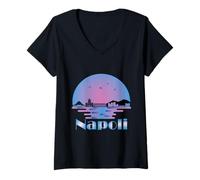 Mujer Napoli Italia Viajes Lugares de interés italianos Vacaciones en Nápoles Camiseta Cuello V