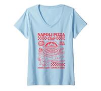 Mujer Napoli Pizza Club Vintage Nápoles Italia Pizzería Souvenir Camiseta Cuello V