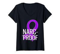 Mujer Narc Proof Narcisista Abuso Violencia Doméstica Concientización Camiseta Cuello V