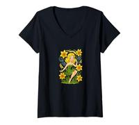 Mujer Narciso Fairy Spring Magic Blooming Garden Sprite Camiseta Cuello V