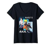 Mujer Naruto Shippuden 3 pizarras y kanji Anime Camiseta Cuello V