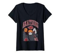 Mujer Naruto Shippuden Akatsuki Trio with Cloud Classic Anime Camiseta Cuello V