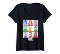Mujer Naruto Shippuden Colorful Retro Pop Art Character Grid Anime Camiseta Cuello V