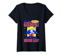 Mujer Naruto Shippuden Floating Leaves Hero Retro Print Anime Camiseta Cuello V