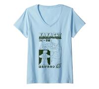 Mujer Naruto Shippuden Kakashi Green Character Outline Anime Camiseta Cuello V
