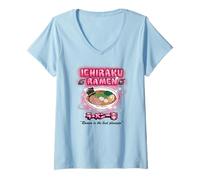 Mujer Naruto Shippuden Pink Airbrush Ramen Bowl Anime Camiseta Cuello V