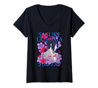 Mujer Naruto Shippuden Sasuke Uchiha Retro Colorful Flowers Anime Camiseta Cuello V