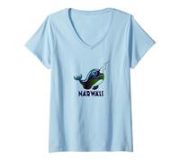 Mujer Narval caprichoso - Diseño de Criatura de fantasía oceánica Camiseta Cuello V